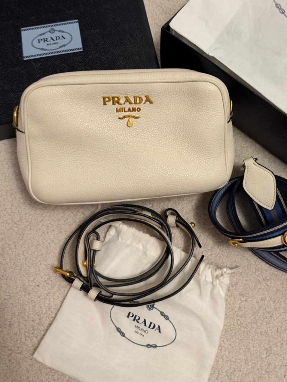 Prada Vitello - Daino Double Zip Camera Bag